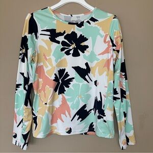 Hang Ten Women S Long Sleeve Top UV Protection Rash Guard Pockets UPF 50+ Beach